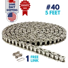 40NP Nickel Plated Roller Chain 5 Feet with 1 Connecting Links Anti-Corrosion