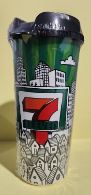 7-11 City Flip Top Tumbler Mug 16oz - Whirley Warren, BPA Free 7-Eleven Lot Of 4