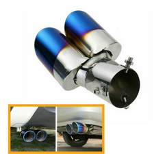 Car Rear Dual Exhaust Pipe Tail Muffler Tip Throat Blue Tailpipe Stainless Steel