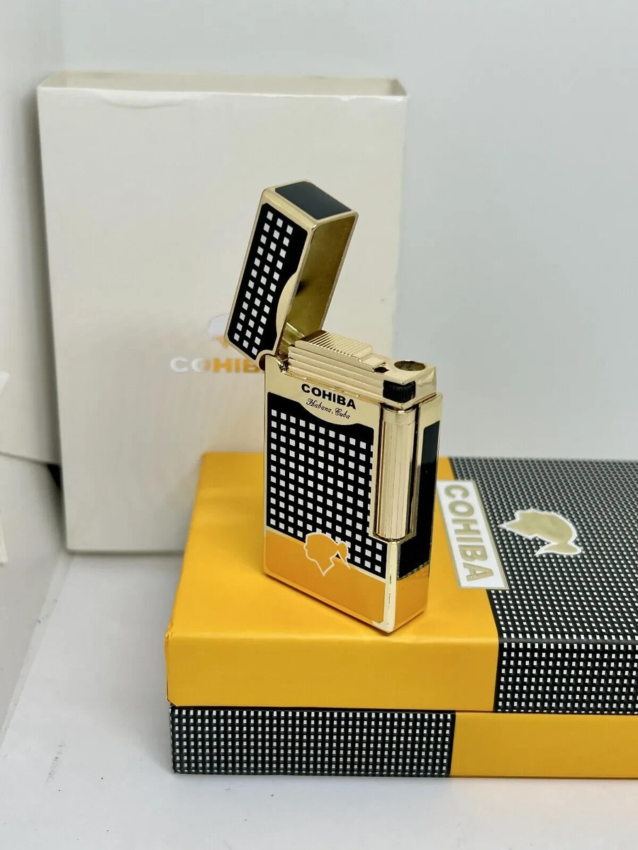 Cohiba Vintage Gas lighter Collectable Amazing Gold Plated Old