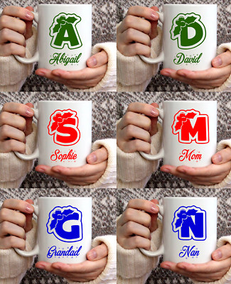 Personalisierter Anfangsname Weihnachtstasse maßgeschneidert Weihnachtsmann Spezial Tee Kaffee Weihnachten