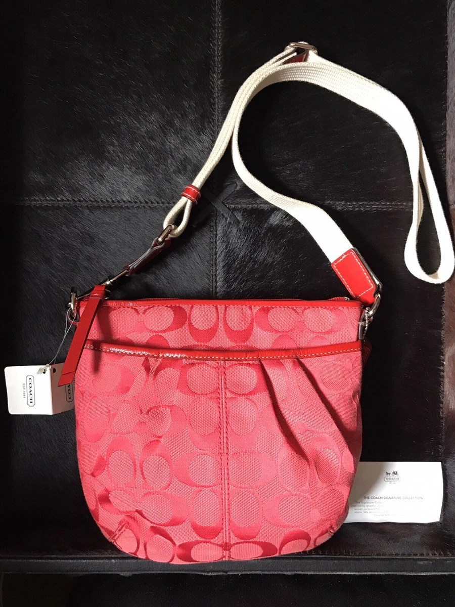 COACH Cherry Red Signature Swing Pleated F42835 Crossbody Shoulder
