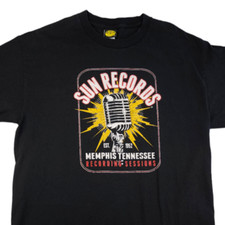 Vintage Sun Records T Shirt Mens Size XL Black Memphis Tennessee Made In USA