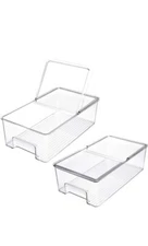 2 Pack - Storage Bins With Lids Large, Stackable, Clear, Handle, 14x8x4.5
