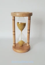 Vintage Transylvania Hourglass Timer Handmade Wood and Glass 5.5"H Yellow Sand