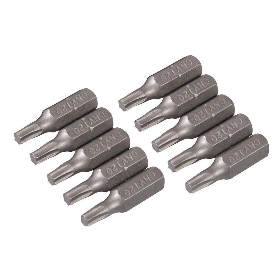 Silverline T5, T6 or T8 Cr-V Screwdriver Bits 10pk