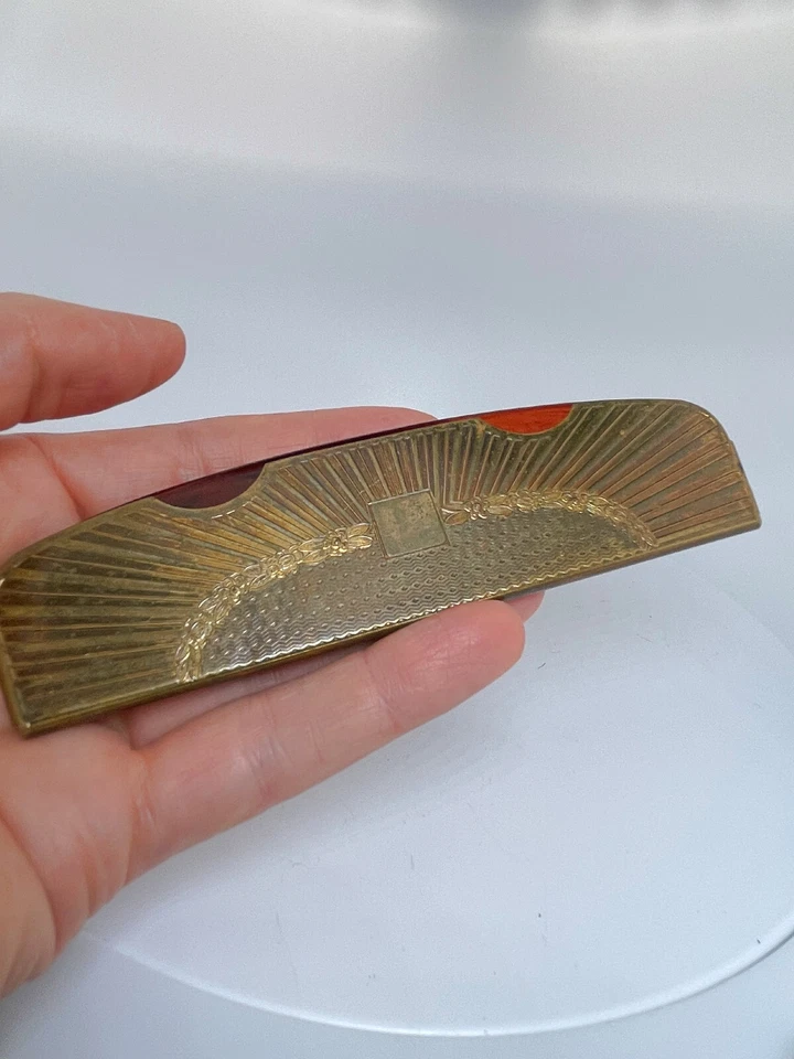 Эдвардианская позолоченная металлическая карманная расческа антикварная расческа для волос - Изображение 4 из 4