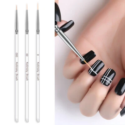Fine Liner Brush Set Striping Painting Thin Nail Art Pen Drawing Clear Acrylic