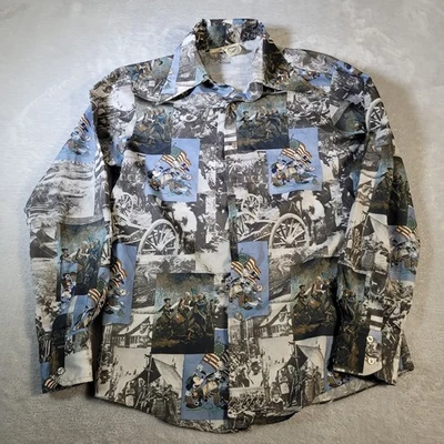 Vintage Disney Button Down Shirt Mens M Blue Kennington Mickey 1776 Bicentennial - Image 1 of 4