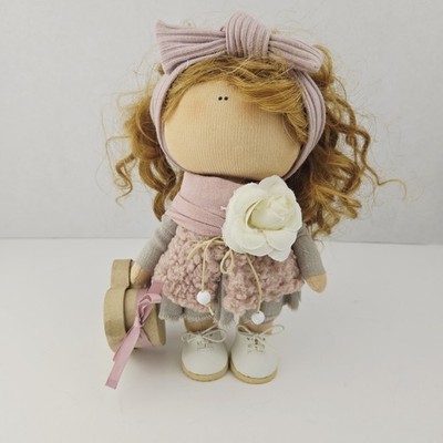 Interior Handmade Textile Doll Tilda  Home Decor Fashion Toy Autumn Red Hair