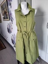 Modcloth 1X So Ft Lime Green Sheath Dress Belted Button Up Gorgeous Versatile 