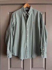 Ralph Lauren Classic Fit Button Down Shirt L Green White Gingham Plaid