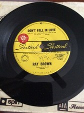 Ray Brown Vinyl 45 Don't Fall In Love w Sample Sticker Festival FK-3003