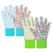 Ainiv Floral Gardening Gloves for One Size, 2 Pairs - Light Green Flowers