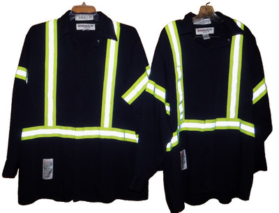 Bulwark FR High visibility Work Shirt Navy Yellow Reflective Lot of 2 SZ XL