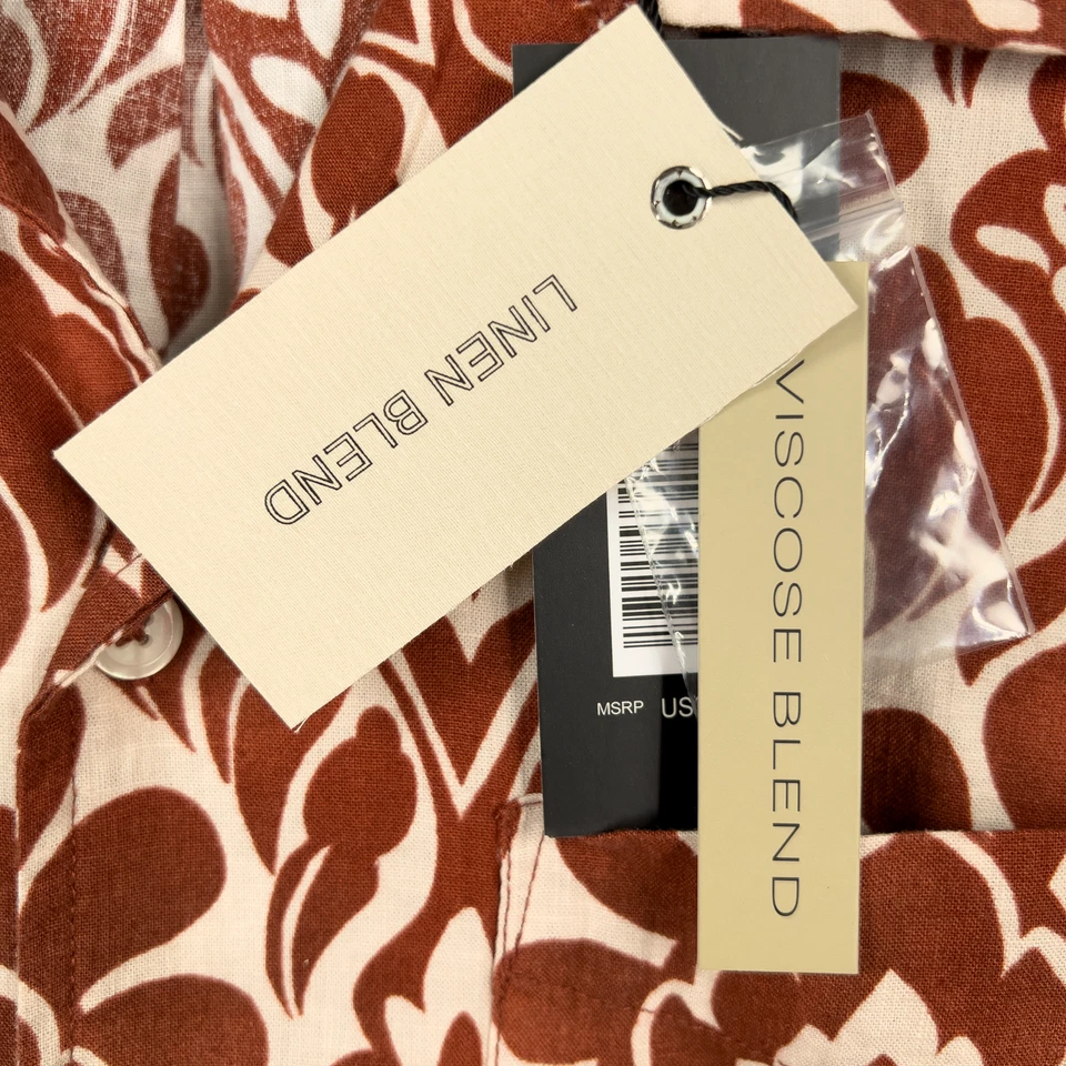 Elie Tahari Button Up Tribal Hawaiian Men's Short Sleeve Size Medium NWT $78 - Image 2 of 4