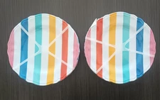 MULTICOLOR MELAMINE STRIPED SALAD DESSERT PLATE SET  9 INCHES EIGHT PLATES NEW