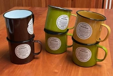 Contempo Gourmet  Enamelware Mugs Steel / Enamel 1976 Vintage, 6 Available