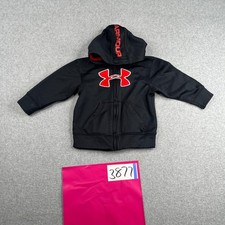 Under Armour Hoodie Sweatshirt Youth Toddler 24M Black Red Logo Full Zip