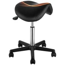 Uimoso Saddle Stool Rolling Chair Saddle Chair with Wheels Thickened PU Leather