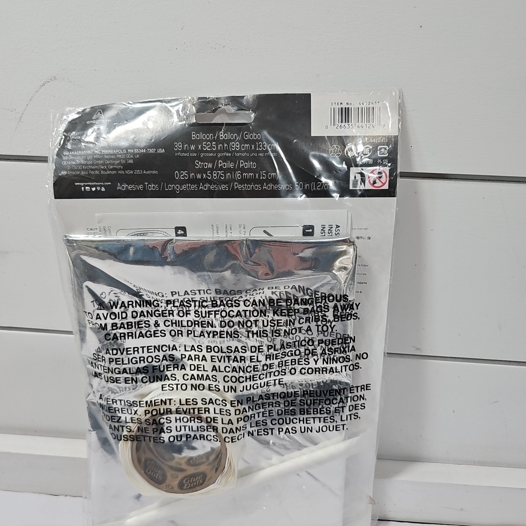 Anagram Balloon Formz 52.5"  Zero (0) Silver Foil Balloon Birthday Party Decor