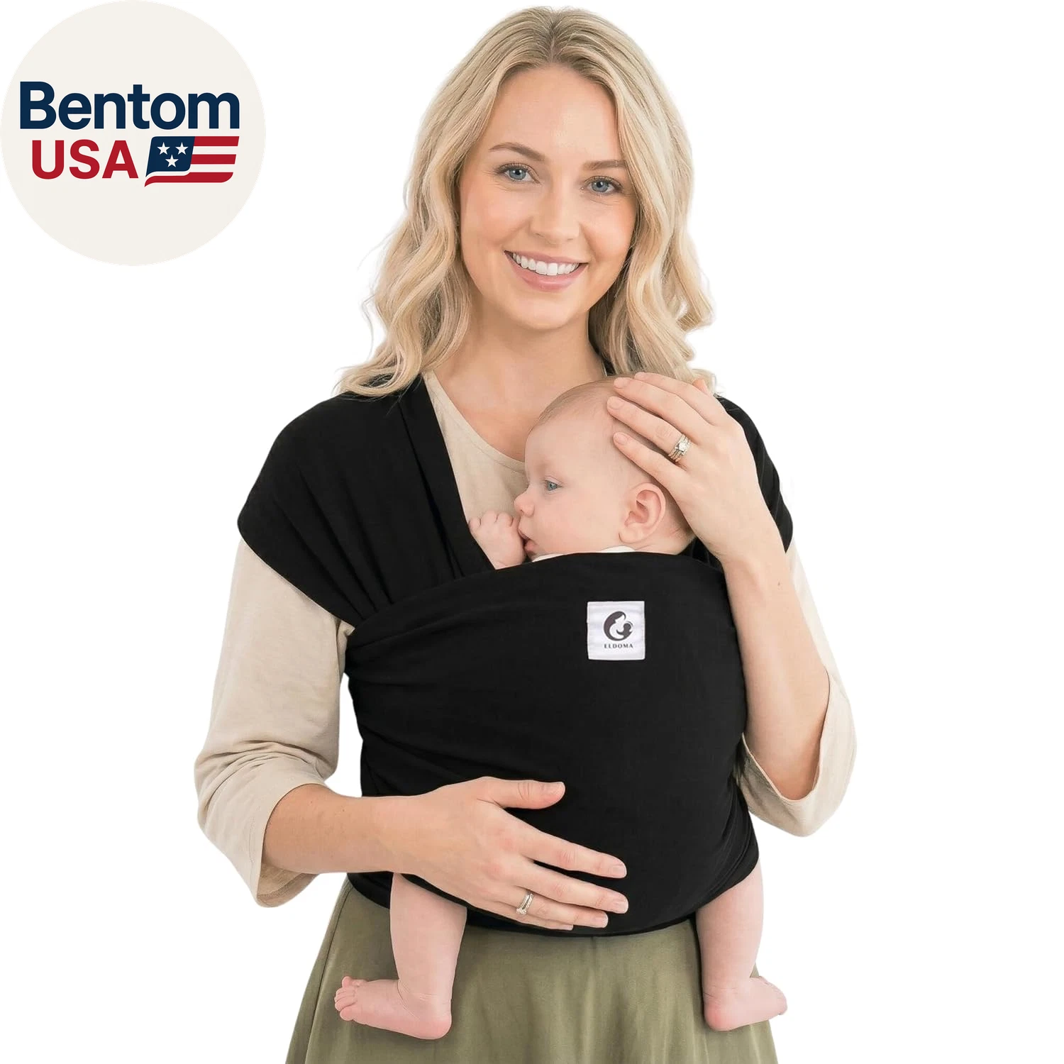 Black Baby Wrap Carrier - Lightweight, Breathable Baby Sling, Hands Free Baby Ca