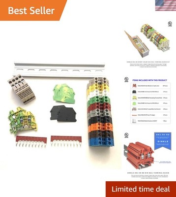 DIN Rail Terminal Blocks Kit by 20 DIN Terminal Block Connectors 12-22 AWG Ga...