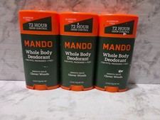 Lot of 3 Mando Whole Body Deodorant Smooth Solid Clover Woods 2.6 OZ