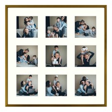 16x16 Aluminum Collage Frame Bronze 4x4 Pictures 9 Openings Real Glass 1 Pack