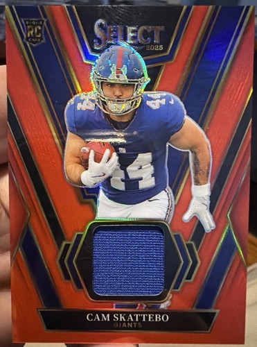 2025 Panini Select - Rookie Swatches Cam Skattebo #RSW-CSO Red Prizm (MEM, RC)
