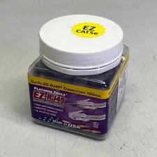 PLATINUM TOOLS (100 PACK) CAT5/5e Connectors In Jar MADE IN USA Clear EZ-RJ45