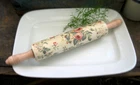 Primitive Antique Wood Rolling Pin Pink and White Paint Rose Inlay