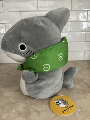 Odekake Kozame Baby Shark 9  Plush Hand Puppet NWT Gray w/ Green Bandana CUTE!!