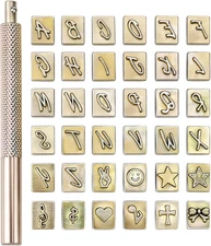 37 Pieces Leathercarft Stamping Tool Set, 26 Letters Alphabet & 10 Patterns Stam