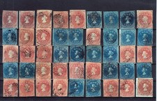 CHILE  1853 / 1866  45 STAMPS  COLOR SHADES  DIFFER. ISSUES