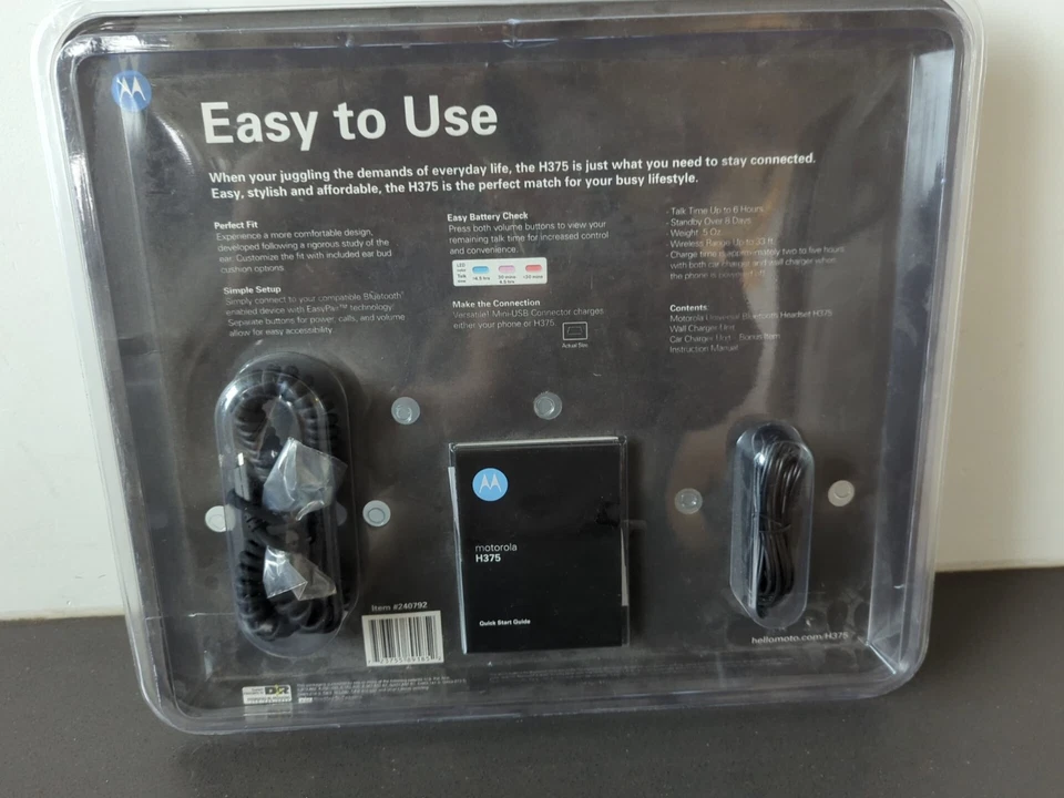 Motorola Universal Bluetooth Headset H375 New in Sealed Big Box Package M8 - Image 4 of 4