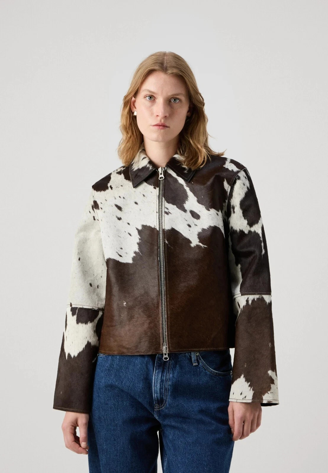Chaqueta de cuero de vaca genuino para mujer | Pelo natural piel de vaca regalo para ella