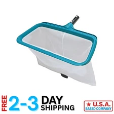 Effortless Cleanup with Heavy Duty Pool Leaf Rake - 17" Nylon Mesh Skimmer Tool
