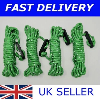 ESW LEISURE X4 REFLEKTIEREND DUNKELGRÜN XL 4M Abspannleine 4mm Seile Zelt Camping Seil