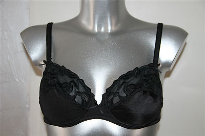Luxurious Black Satin Lace Underwired Bra AUBADE 85B Val 105 