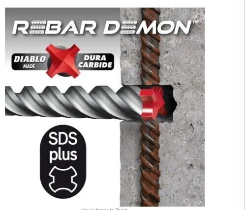New DIABLO REBAR DEMON SDS Plus 4 Cutter Concrete Bits- Select Size- Free Ship - Afbeelding 1 van 5