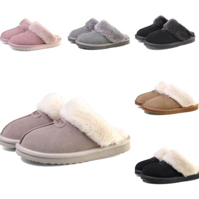 OOG Hausschuhe echtes Fell Leder Schuh Pantoffeln Plüsch Damen