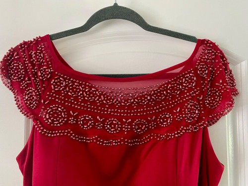 MSK beaded full length sleeveless formal dress, Size 8, Red - Picture 2 of 5