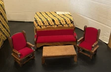 DOLLHOUSE FURNITURE 1980s Concord Miniatures 4 pc Colonial Living Room Set