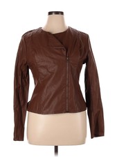 Nwt Just Fab Women Brown Faux Leather Jacket Xl