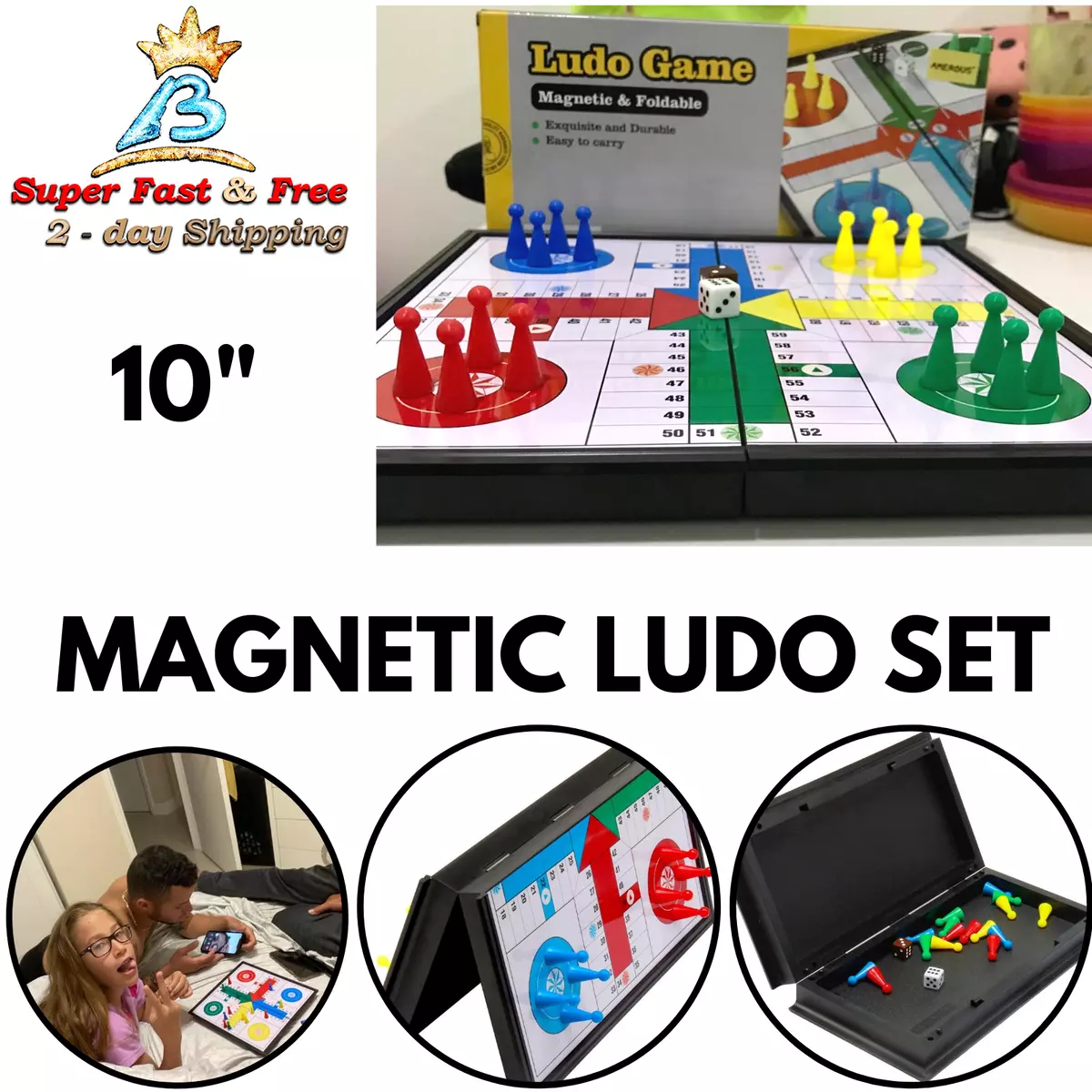 10 Portatil Juego De Parchis Ludo Set Para Familia y Amigos Travel Board  Game