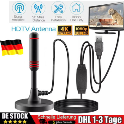 DVB-T2 Digital Antenne 4K HD 1080p Verstärker Flachantenne Full HD TV Fernseher