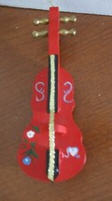 Hand Painted Wood 7" RED VIOLIN or CELLO Christmas Ornament