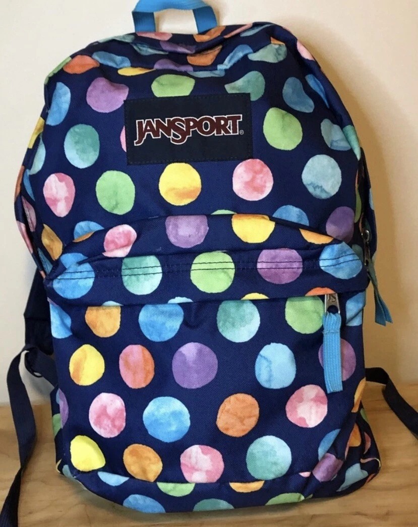 Jansport blue top polka dot backpack