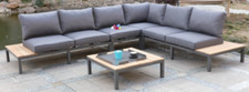 Salotto da giardino Angolare Teak Corner modulare in metallo e legno per esterno